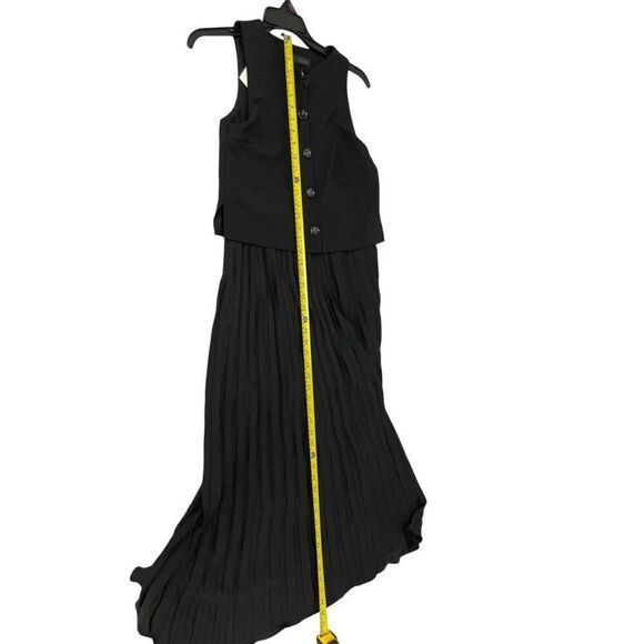 Zara Womens Midi Dress S Black Pleated Combination Sleeveless 8741/040 NWT - Picture 14 of 16